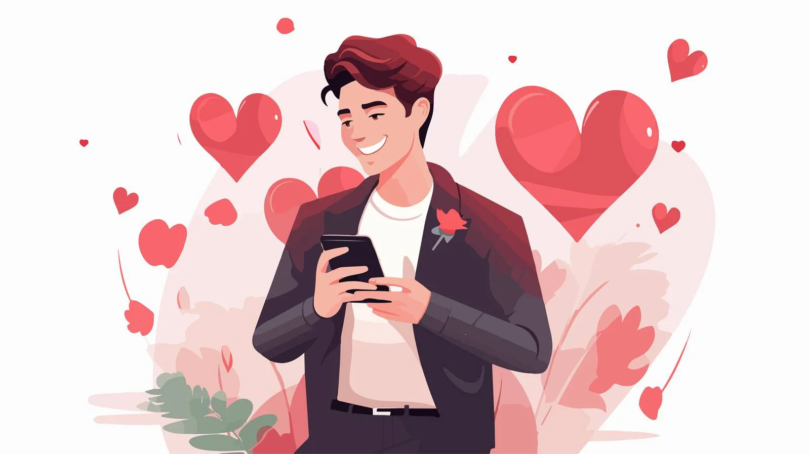 Romantic Phone Notification Cartoon Illustration — free download from Dotvec