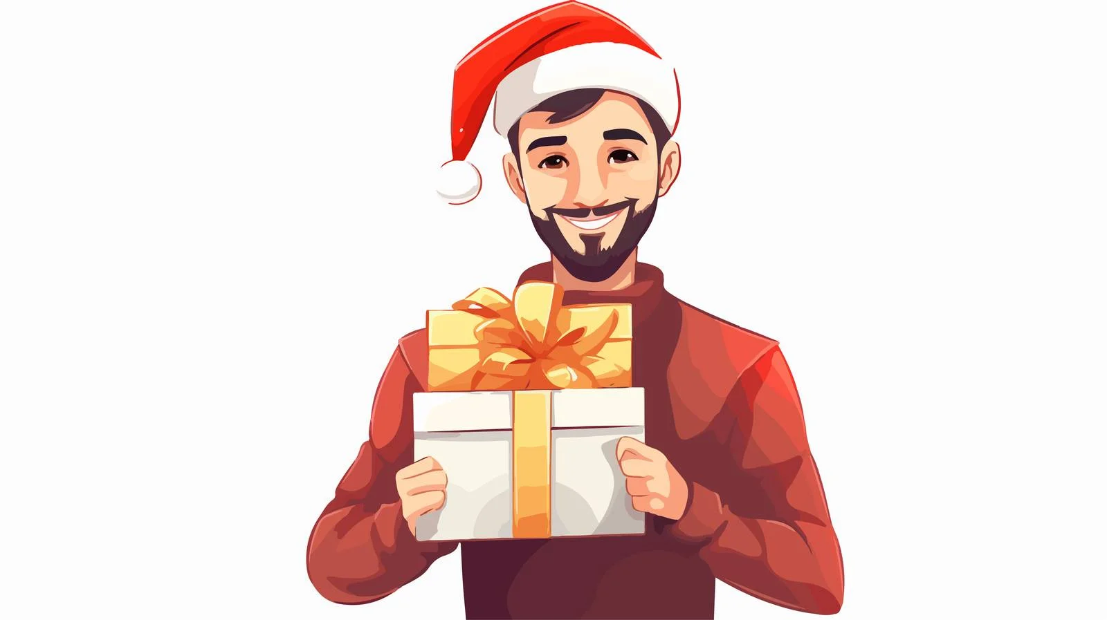 Festive Man with Christmas Gift Cartoon — free download from Dotvec