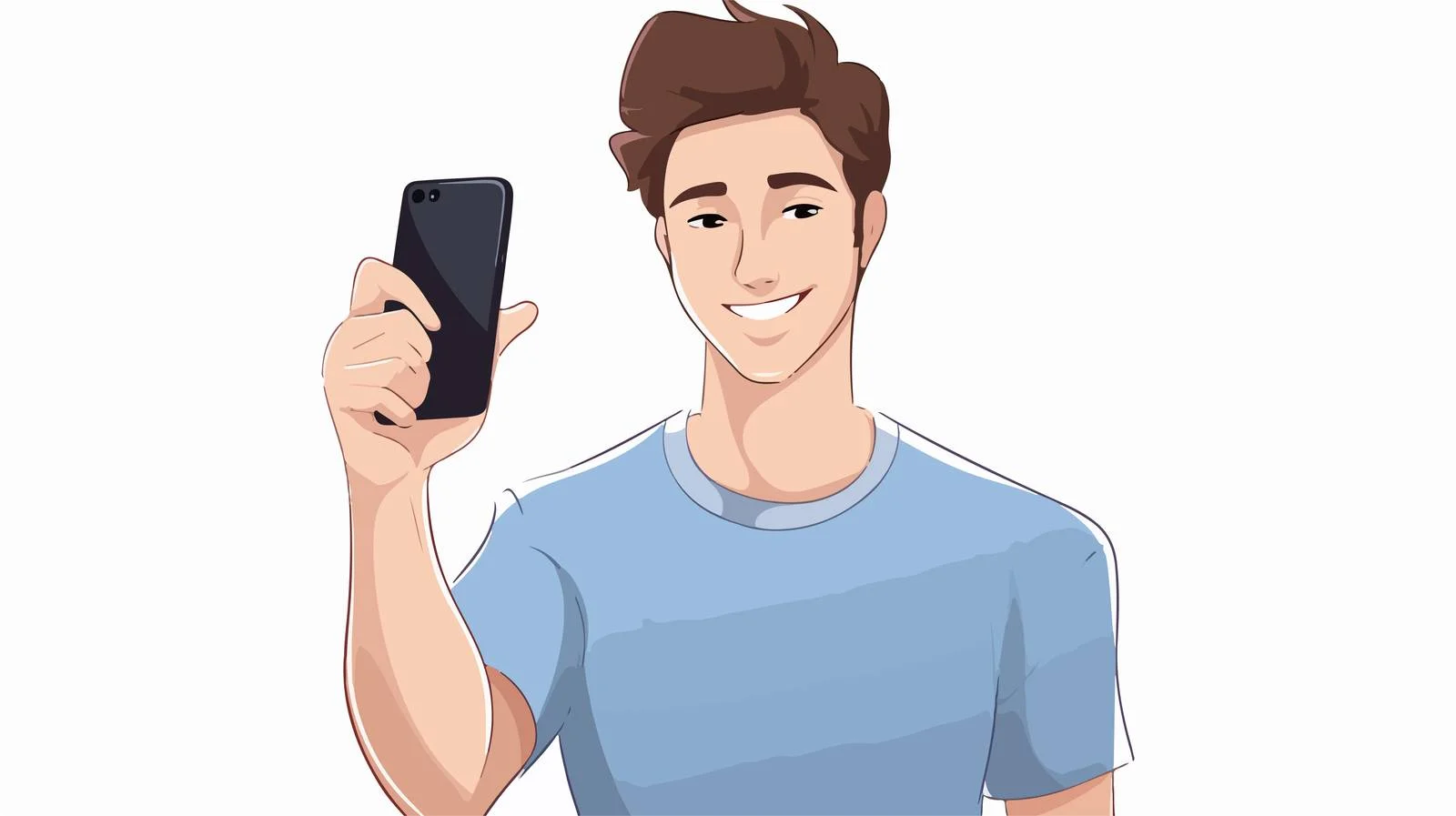 Young Man Showing Phone Screen Gesture — free download from Dotvec