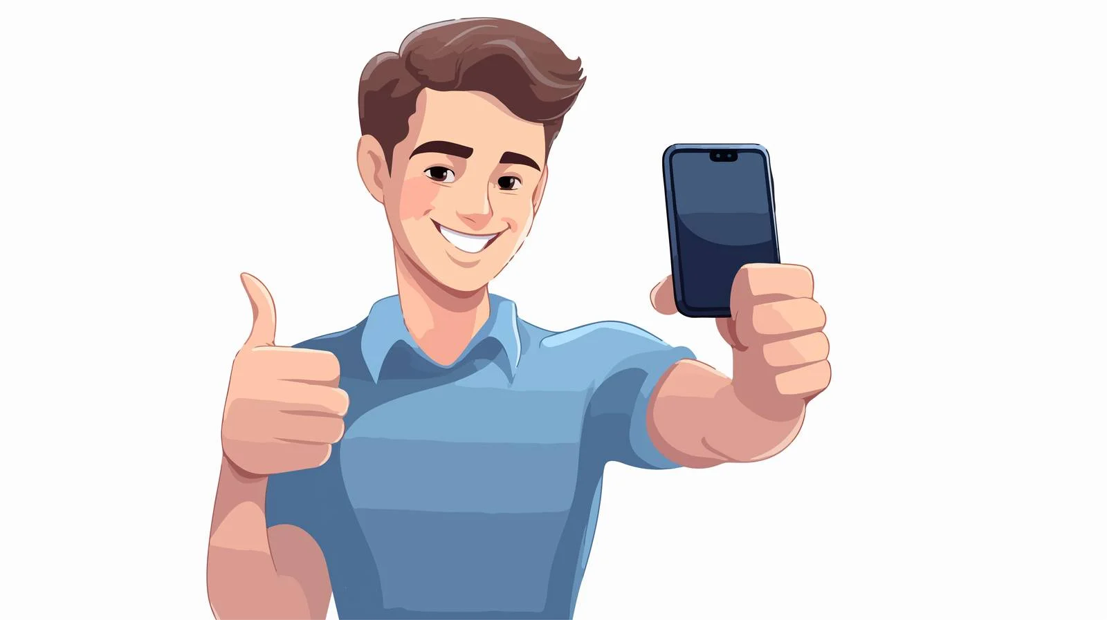 Man Displaying Phone Screen with Thumb Up — free download from Dotvec