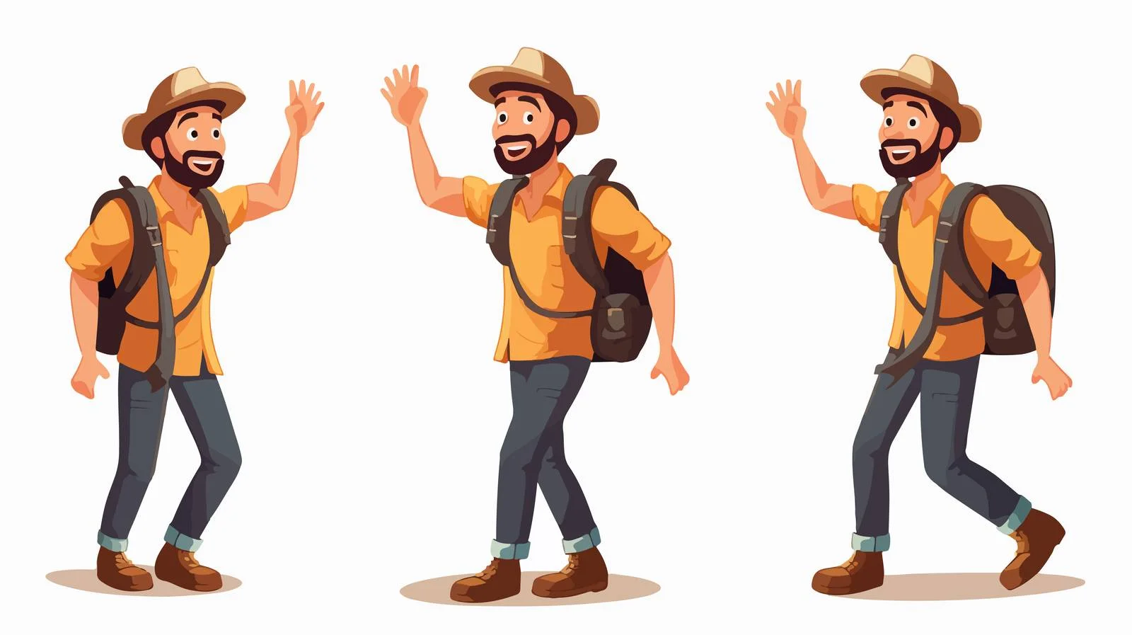 Joyful Traveler Walking Cartoon Illustration — free download from Dotvec