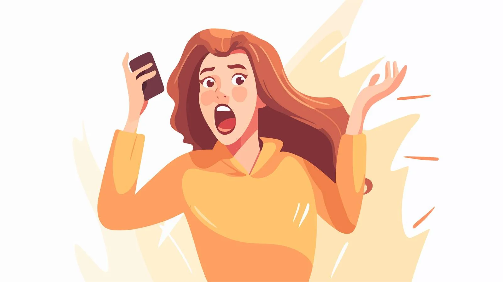 Frustrated Woman Yelling on Phone Cartoon — free download from Dotvec