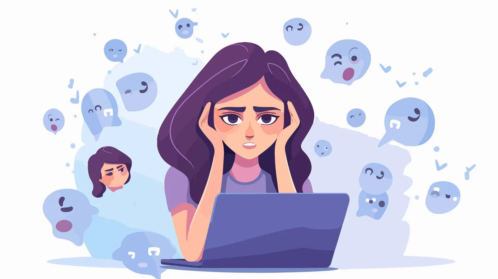 Woman Bullied Online, Feeling Sad — free download from Dotvec