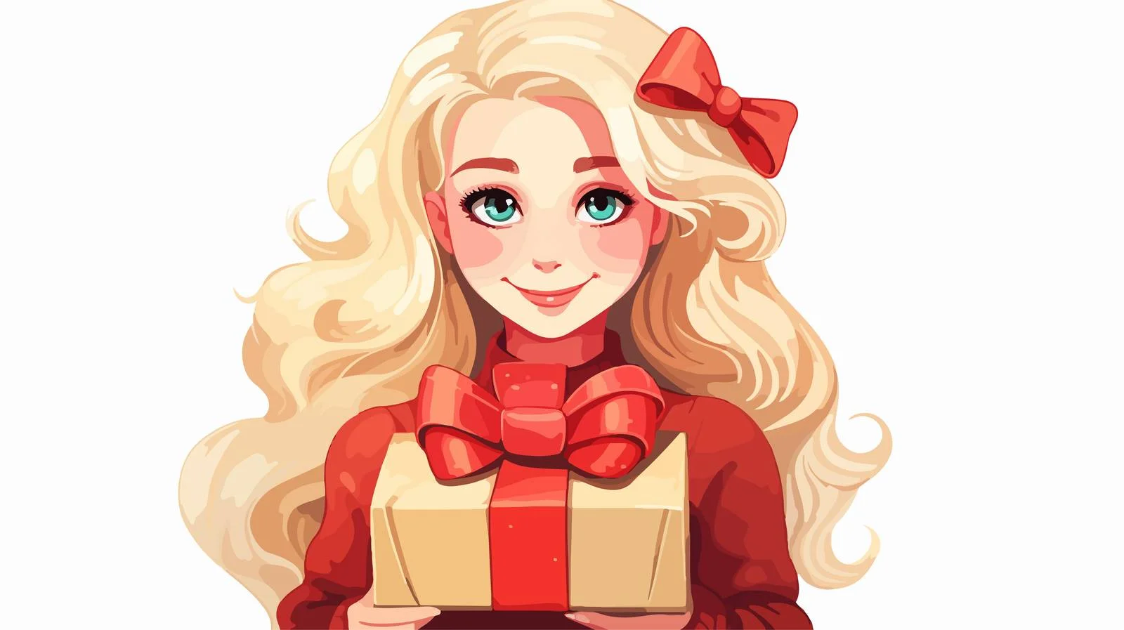Christmas Cartoon Woman Holding Gift Box — free download from Dotvec