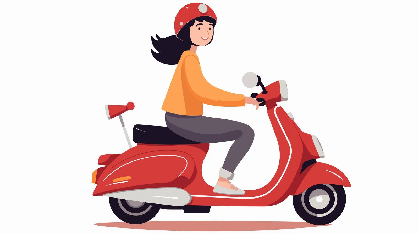 Joyful Woman on Scooter Cartoon Illustration — free download from Dotvec