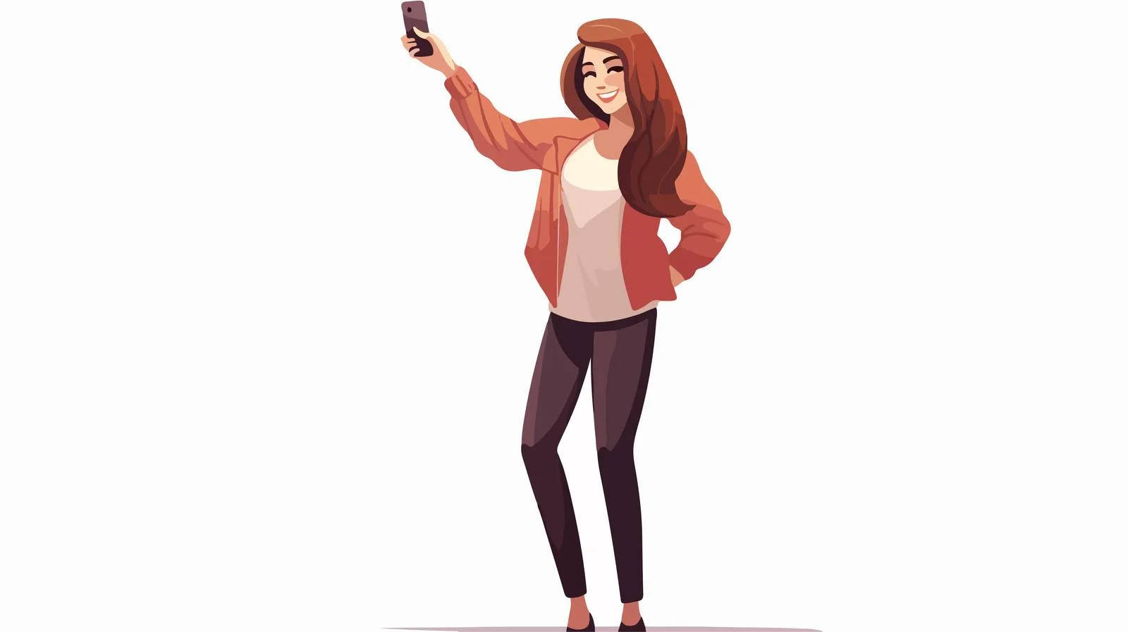 Young Woman Taking Selfie Cartoon — free download from Dotvec
