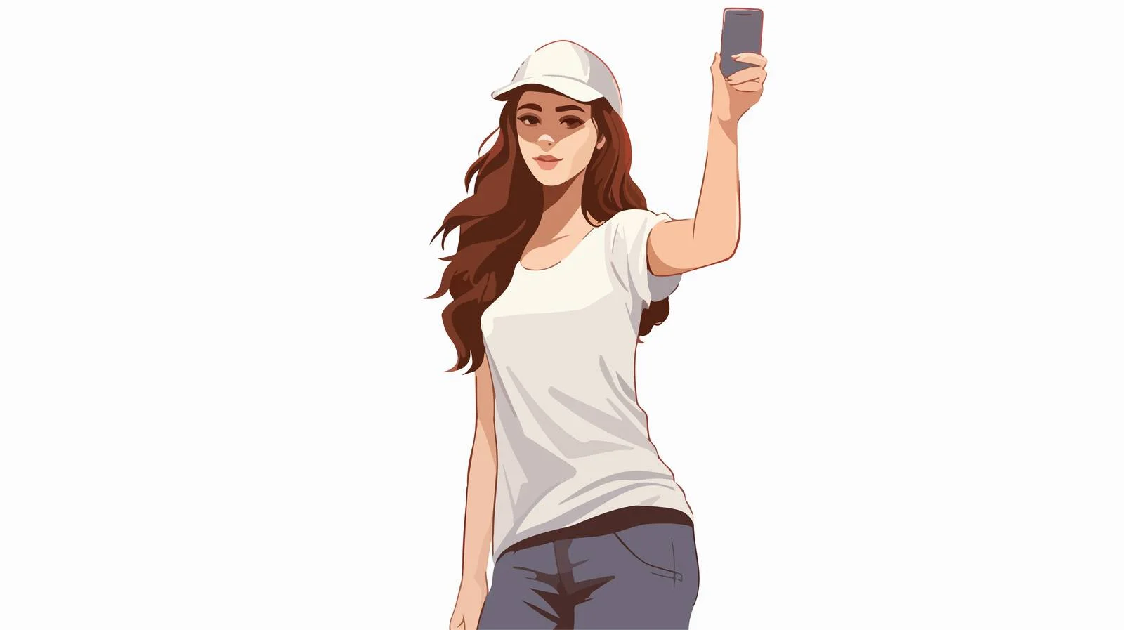 Young Woman Taking Selfie Cartoon — free download from Dotvec