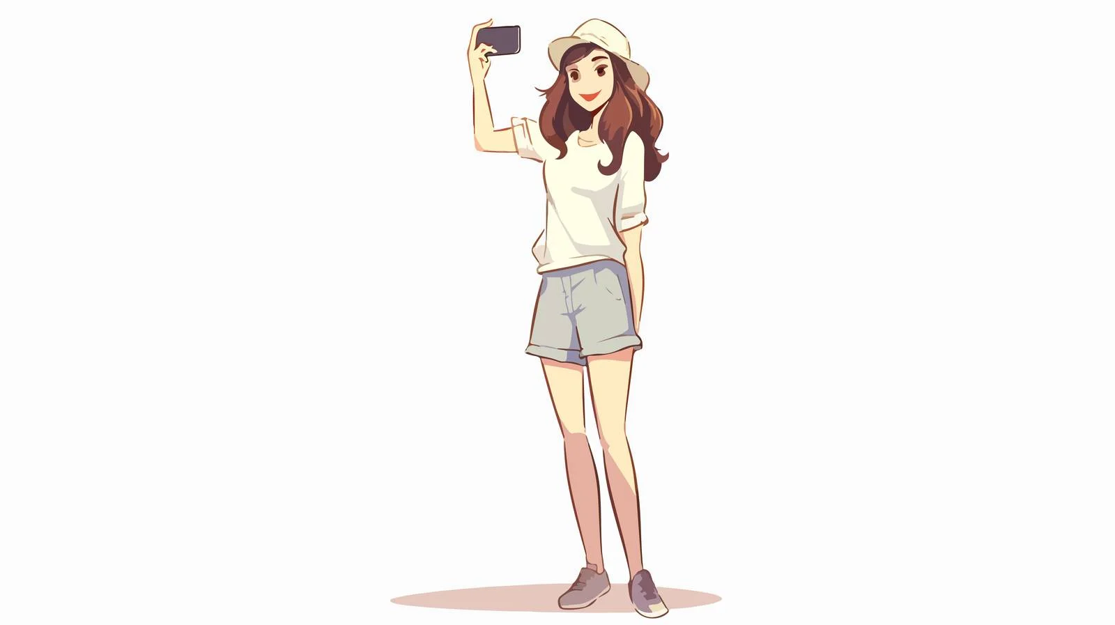 Young Woman Taking Selfie Cartoon — free download from Dotvec