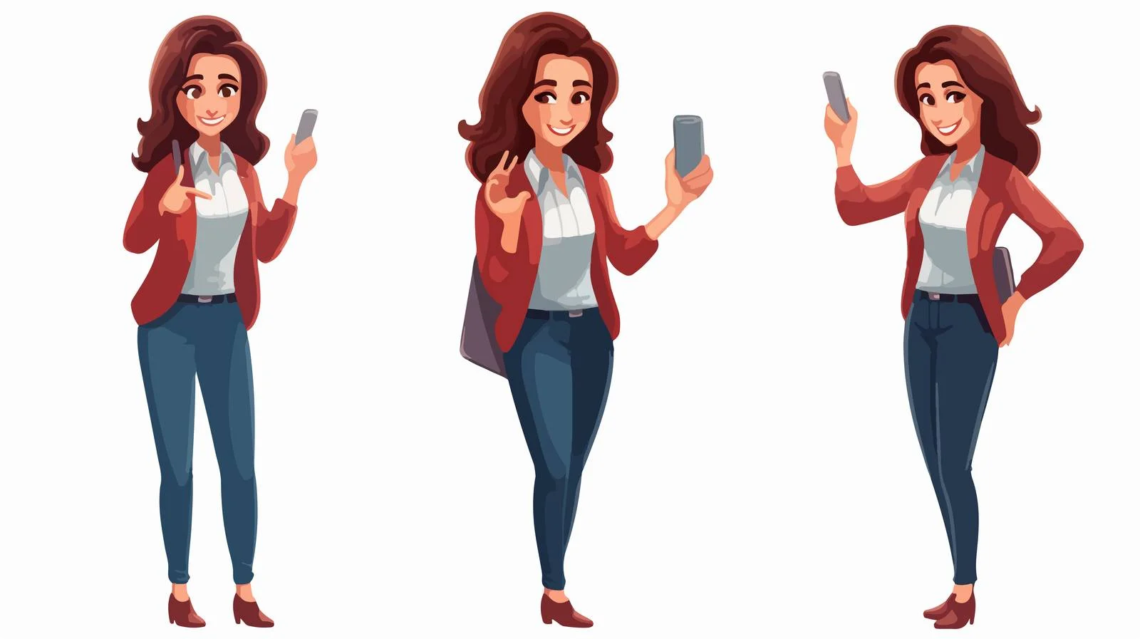 Young Woman Using Smartphone with OK Gesture — free download from Dotvec