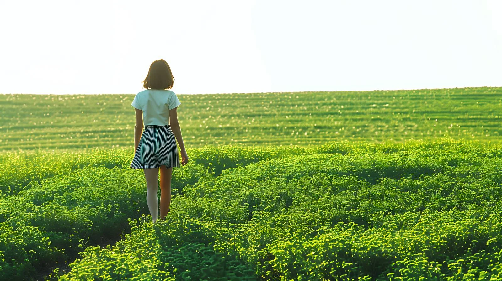 Joyful woman strolling in lush meadow — free download from Dotvec