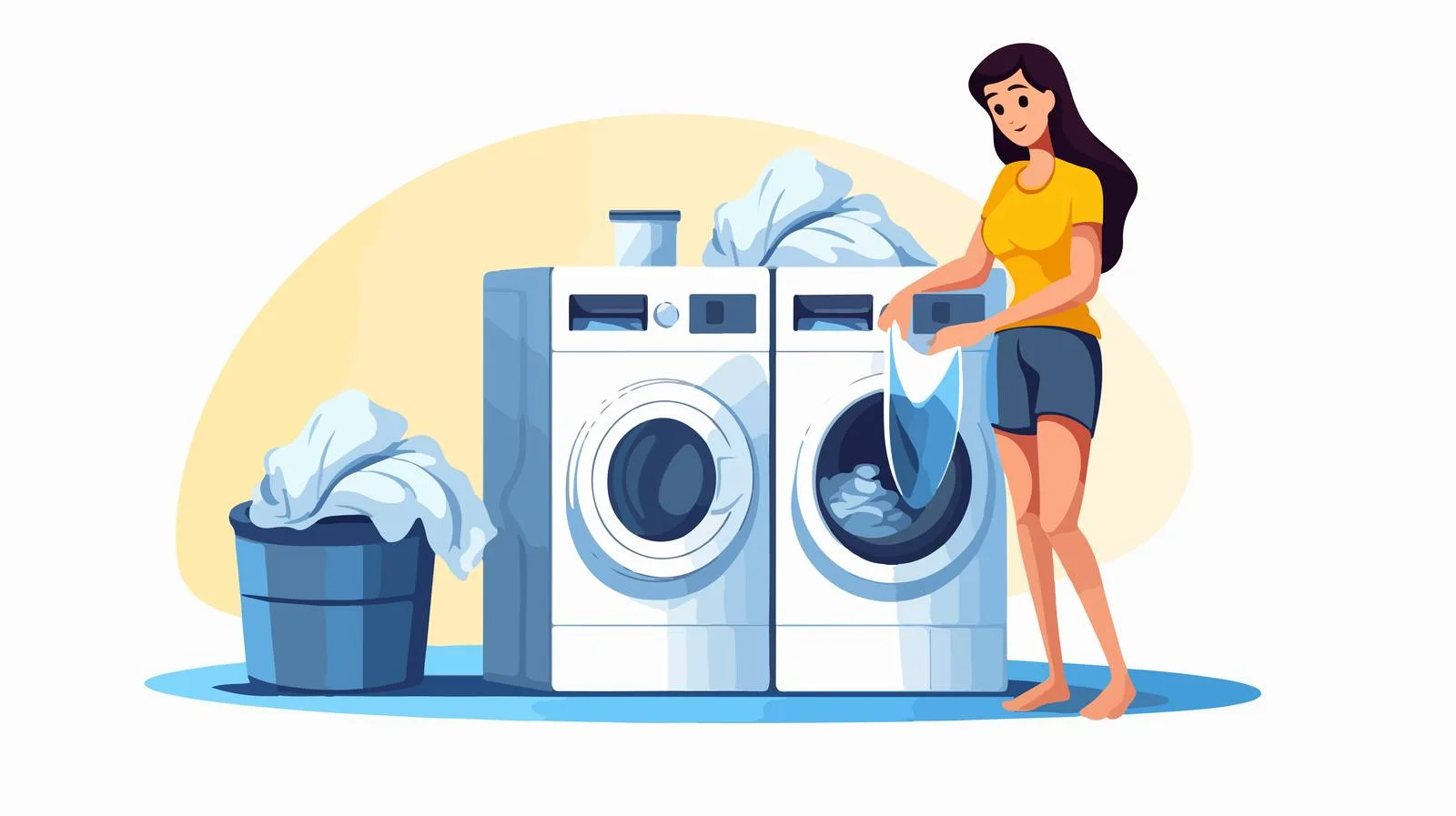 Woman Washing Clothes with Washing Machine — free download from Dotvec