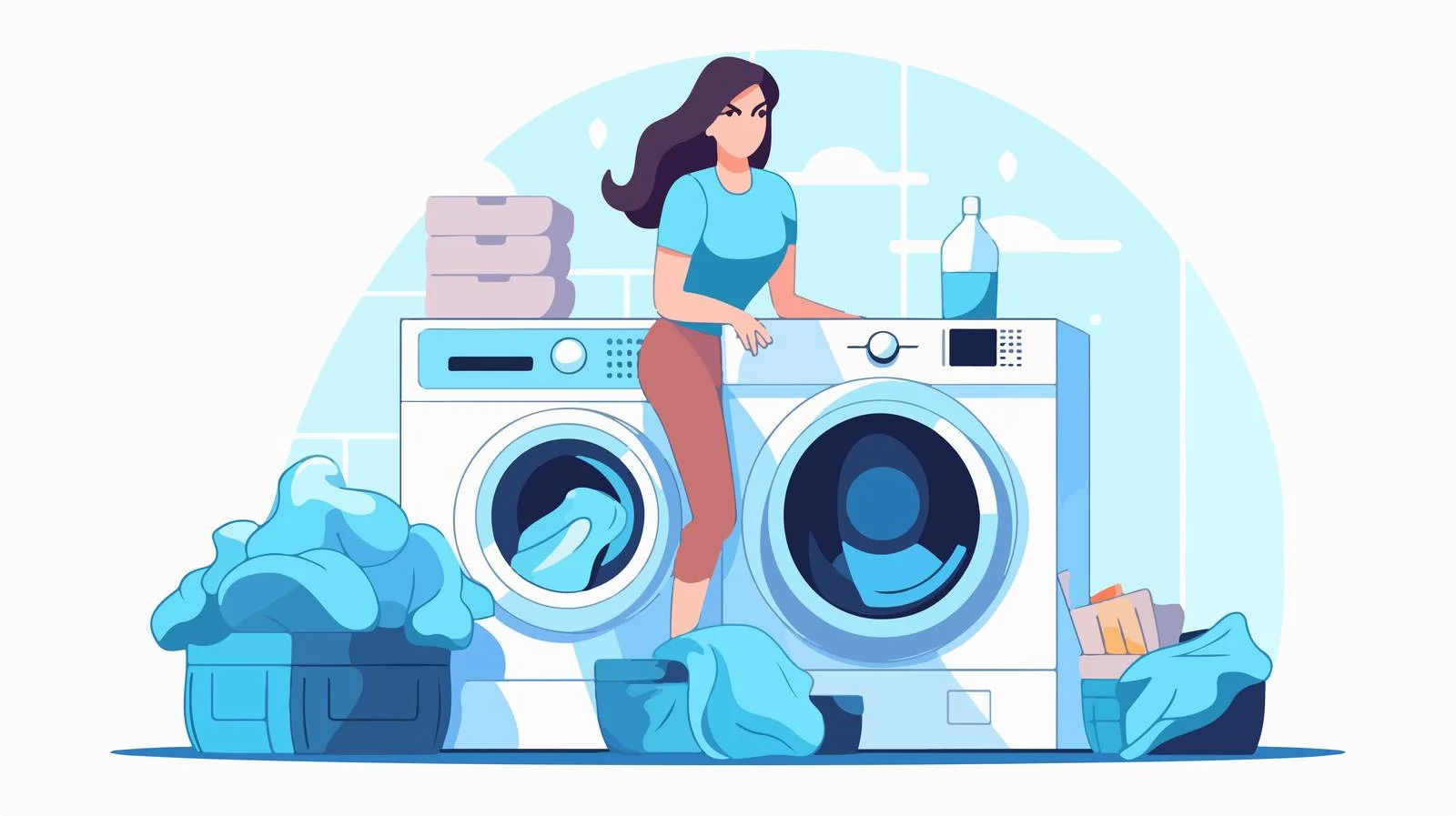 Laundry Day: Woman Washing Clothes — free download from Dotvec