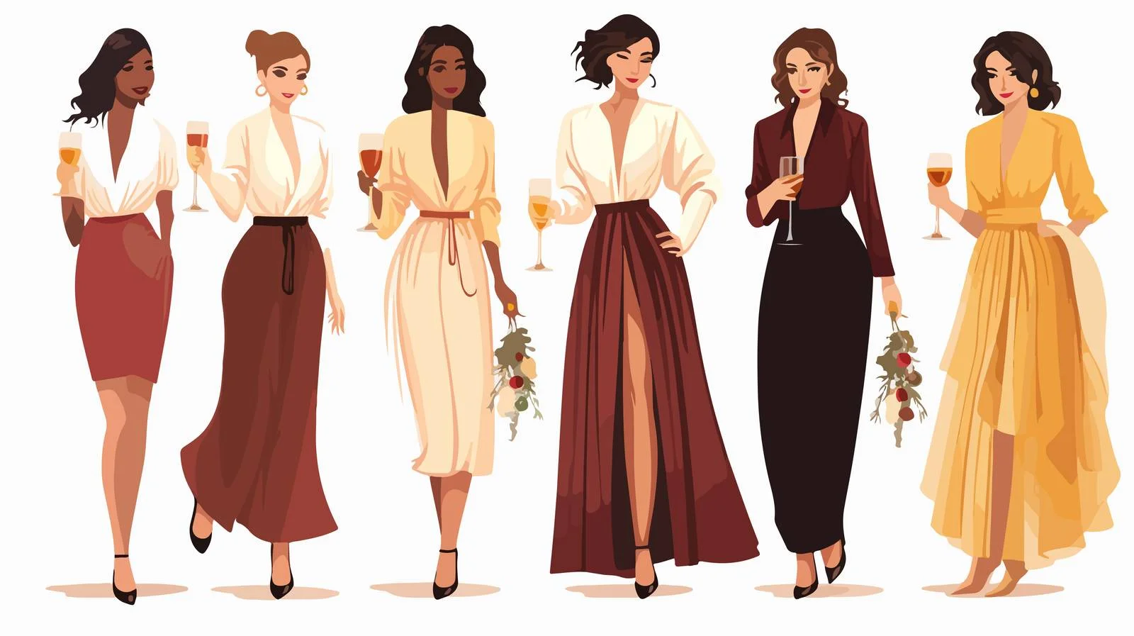 Elegant Young Women in Evening Attire — free download from Dotvec