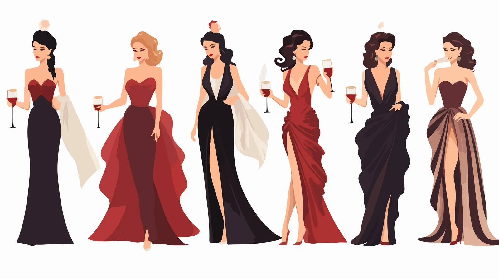 Elegant Young Women in Stylish Evening Wear — free download from Dotvec