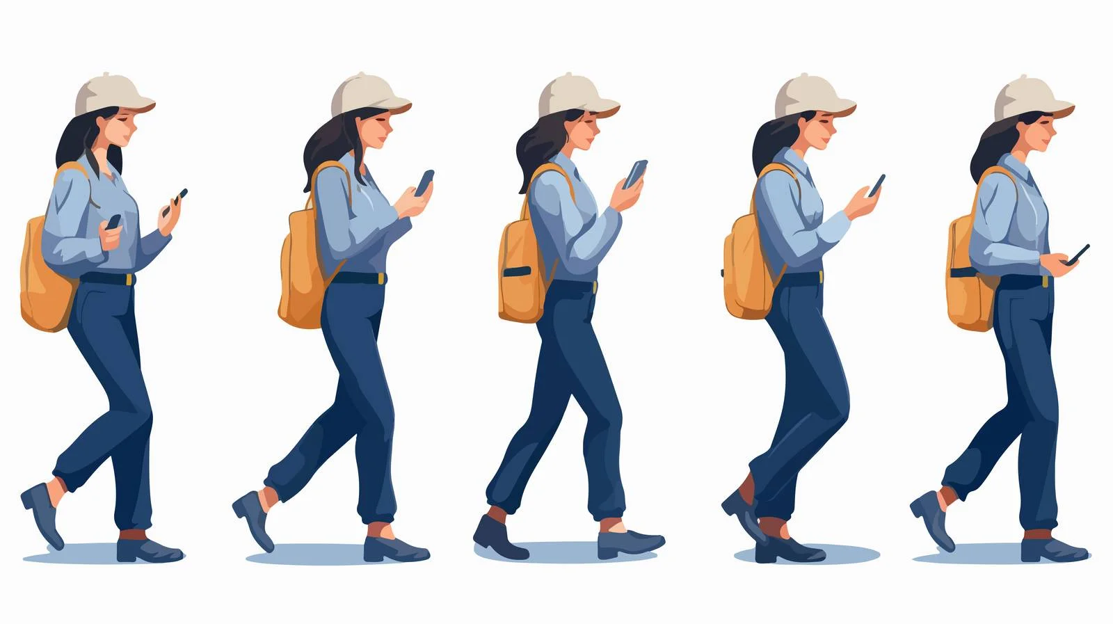 Professional Woman Using Phone Outdoors Cartoon — free download from Dotvec