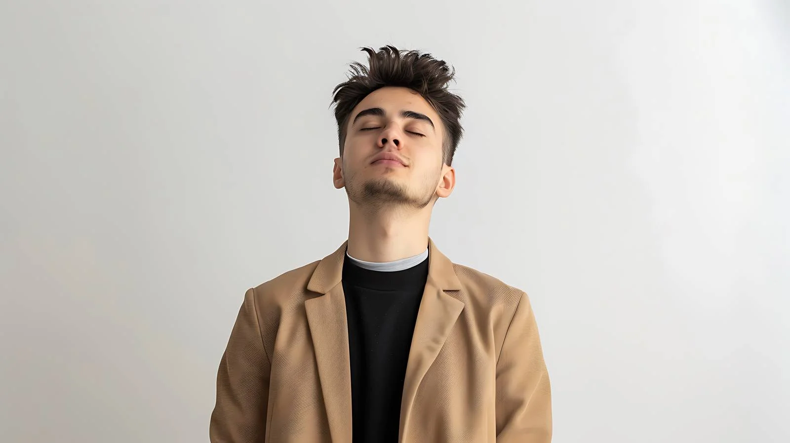 Serene Young Professional Standing Eyes Closed — free download from Dotvec