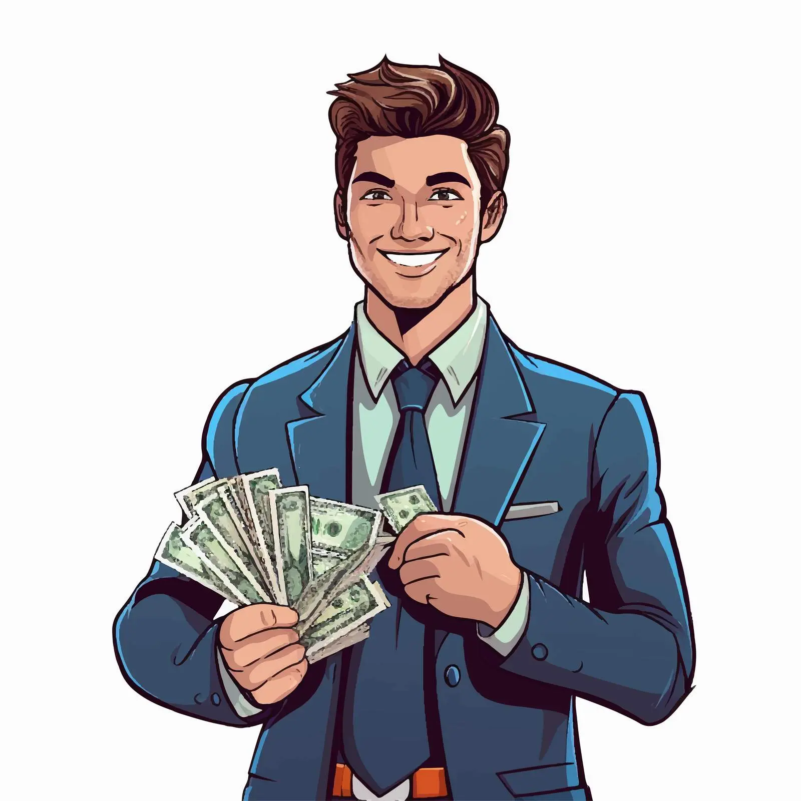 Youth Businessman Holding Money Illustration Vector – free wealth building image from Dotvec