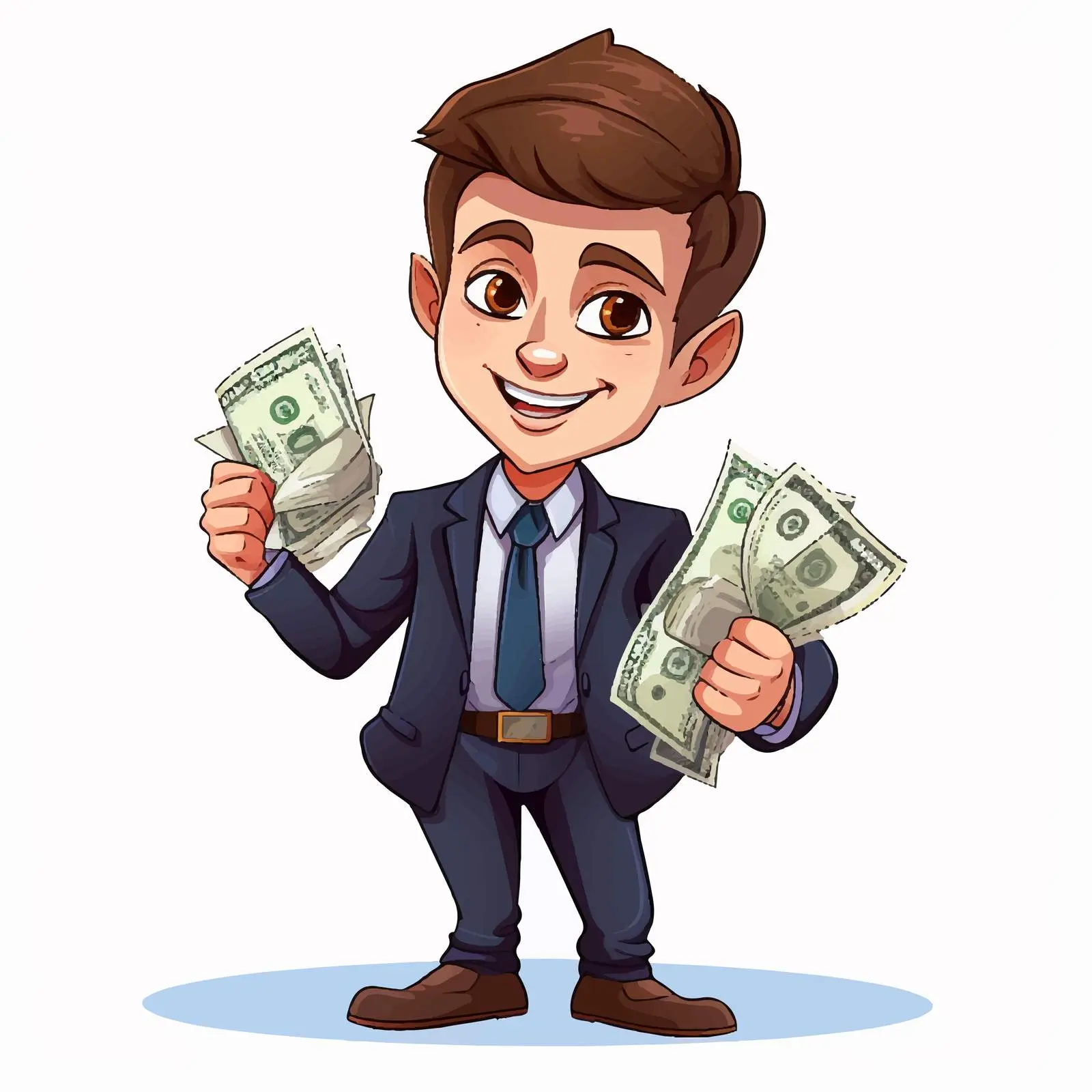 Young Businessman Holding Money Illustration – free financial freedom image from Dotvec
