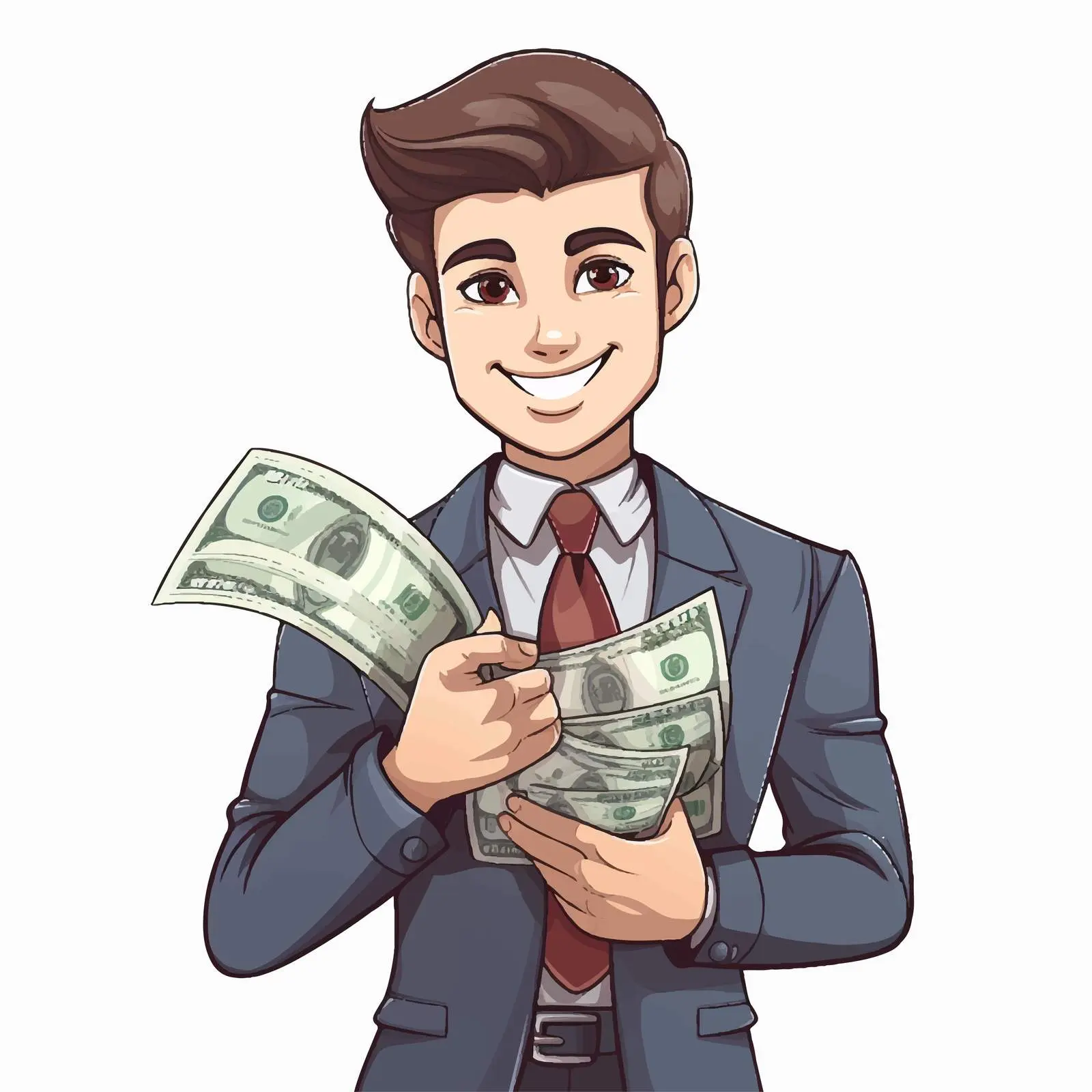 Young Businessman Holding Money Illustration — free download from Dotvec
