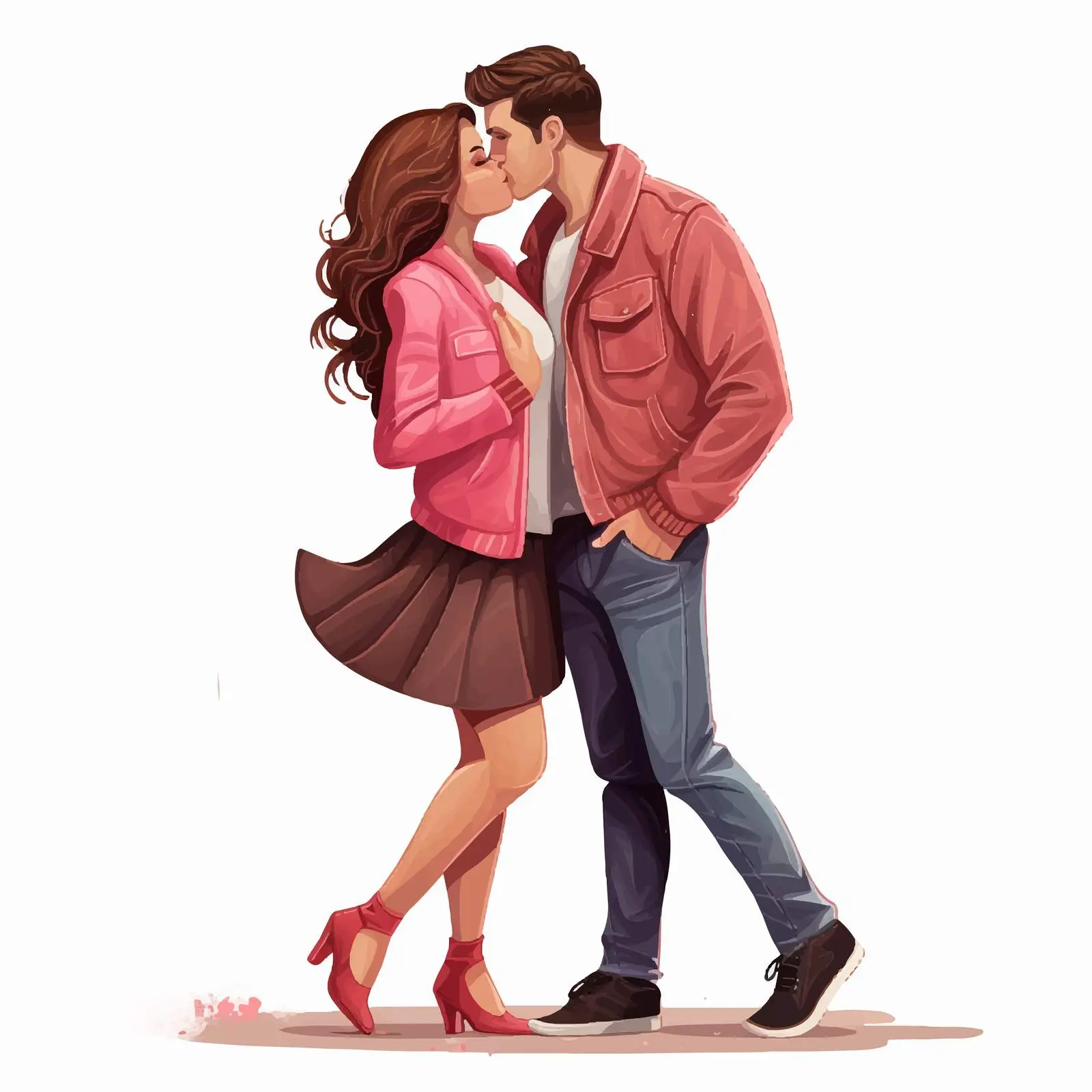 Youth Couple Kissing Isolated Vector Illustration — free download from Dotvec