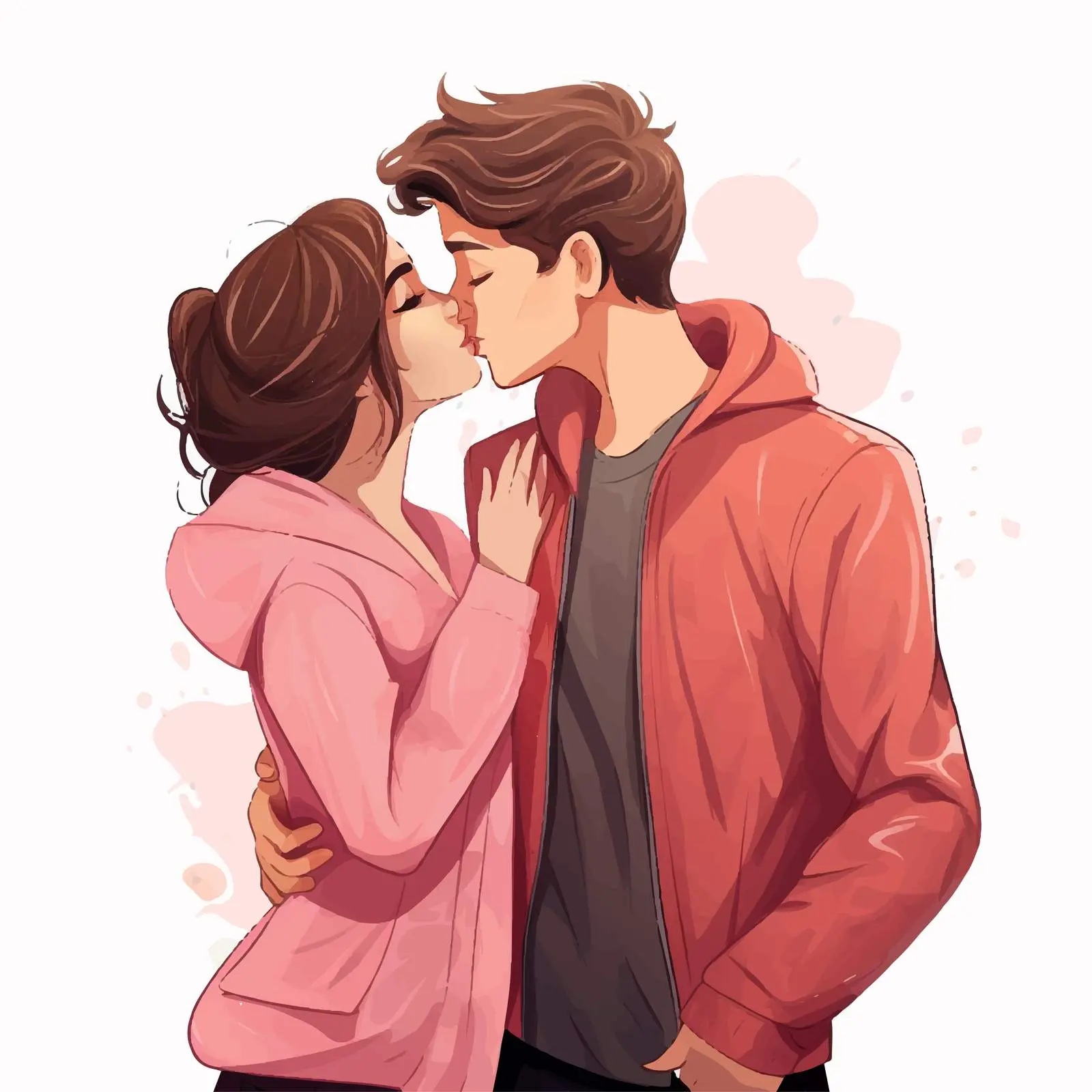 Romantic Couple Kissing Vector Illustration – free couple graphic image from Dotvec