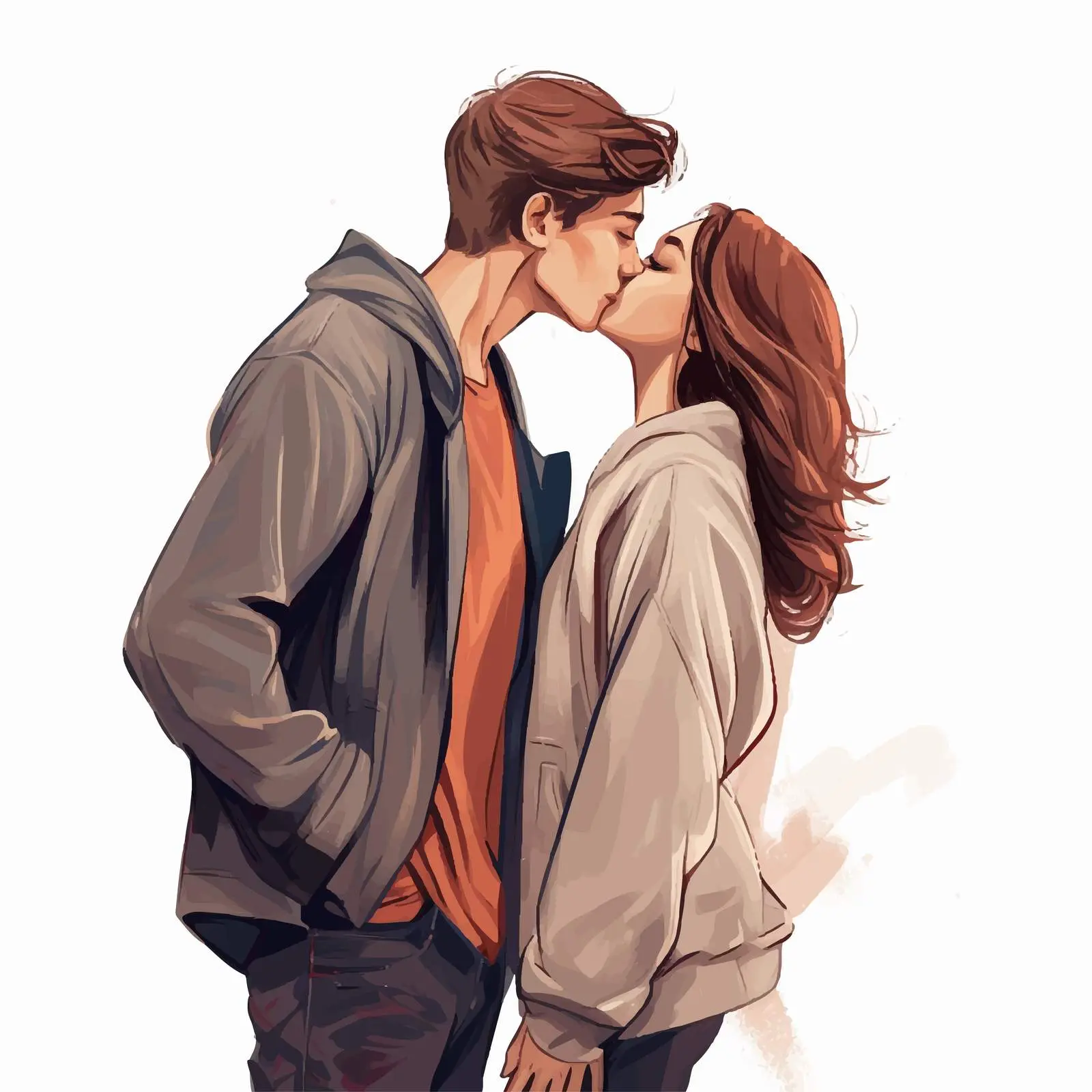 Romantic Youth Couple Kissing Vector Illustration — free download from Dotvec