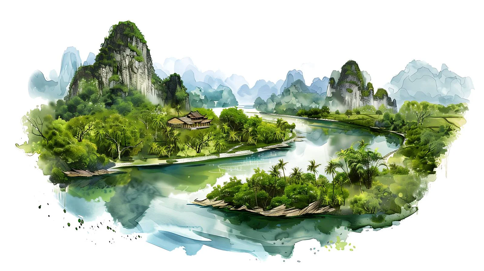 Scenic Yulong River in Lingui County — free download from Dotvec