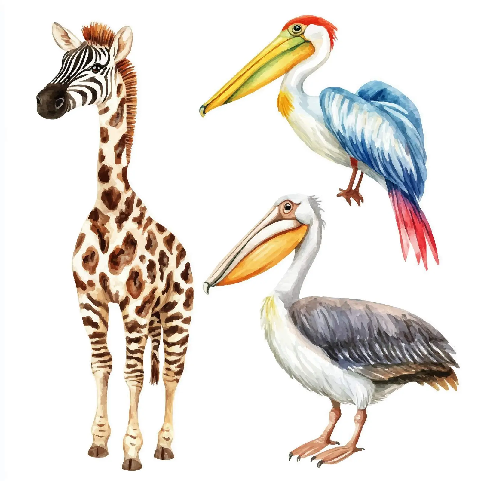 Colorful Watercolor Cartoon Animal Clipart — free download from Dotvec