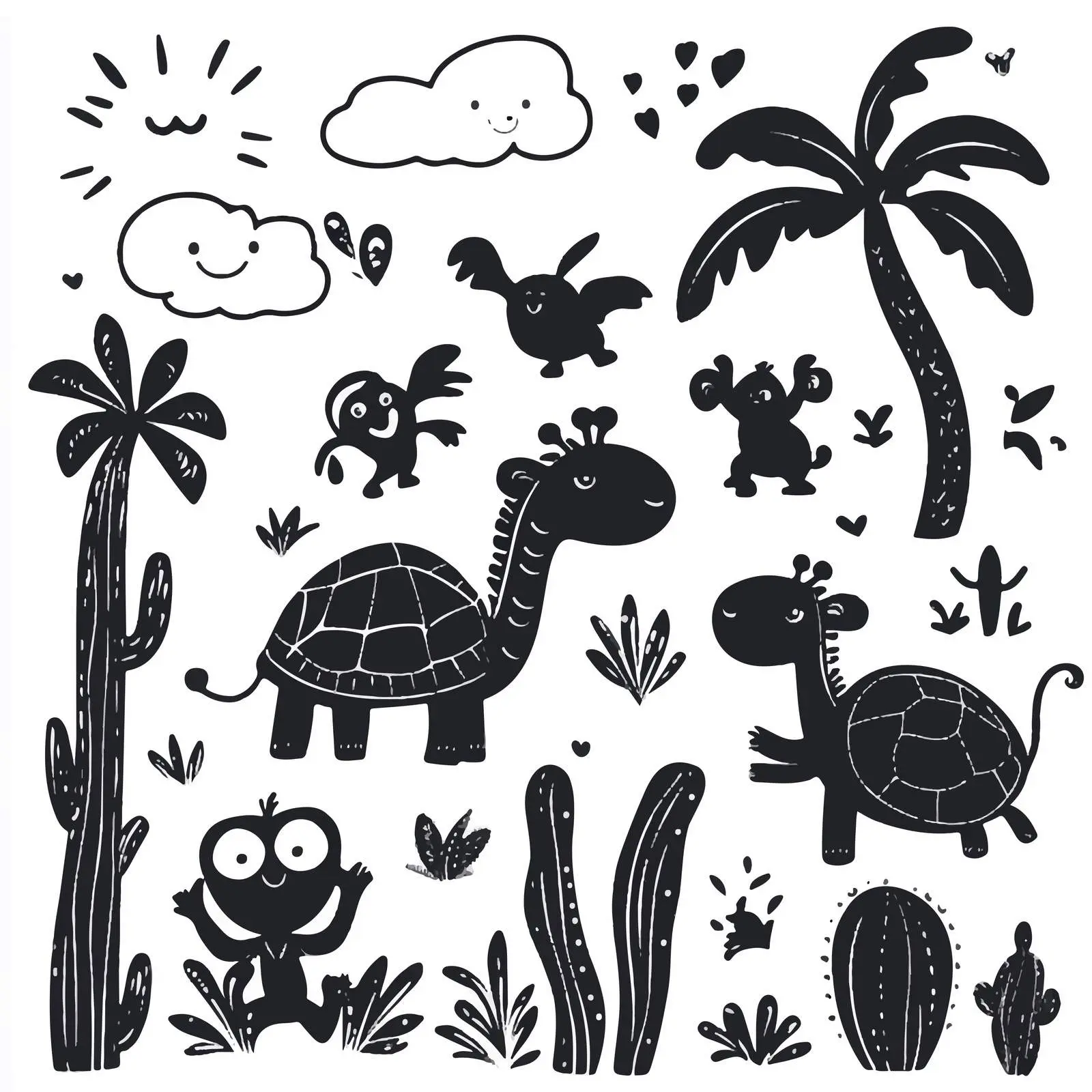 Colorful Animal and Plant Vector Illustration – free plant graphics image from Dotvec