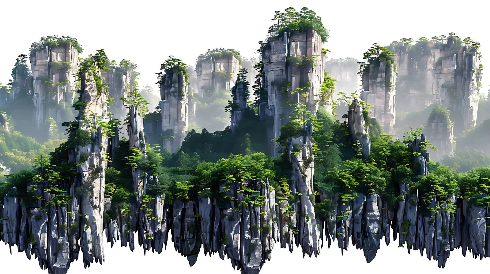 Zhangjiajie Scenic Mountain Silhouette on White — free download from Dotvec