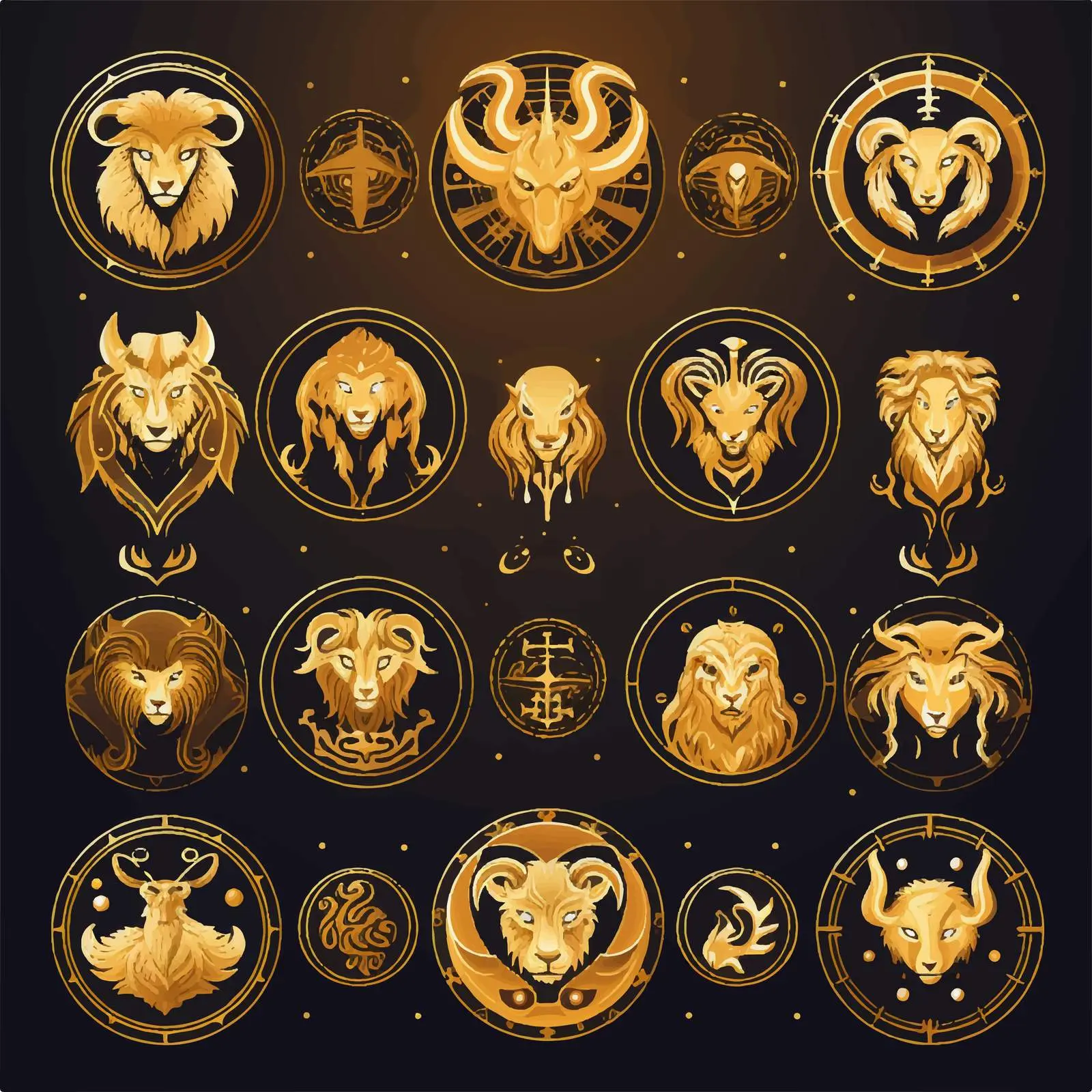 Zodiac Sign Illustrations: Aries to Scorpio — free download from Dotvec