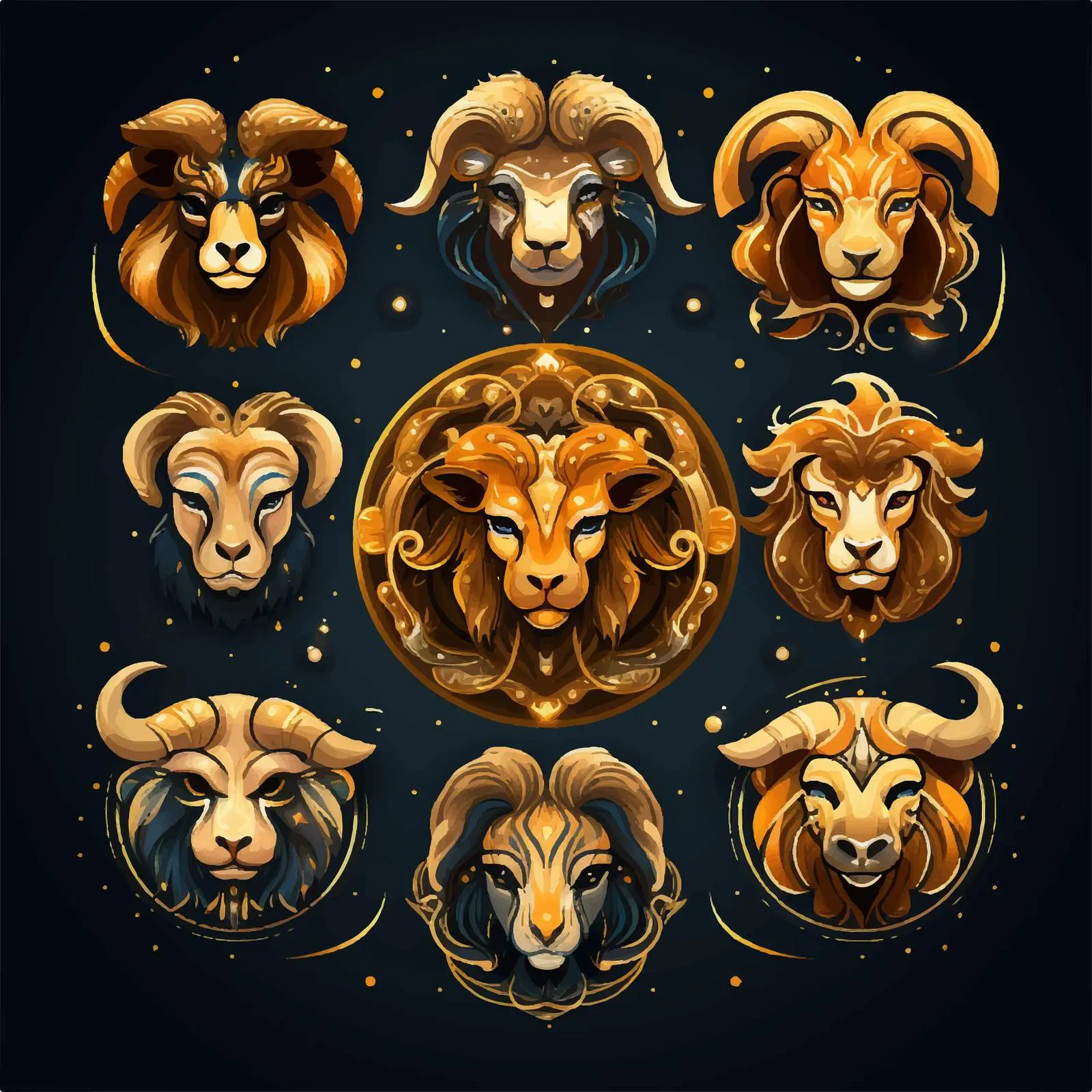 Zodiac Signs Aries to Scorpio Vector Illustration — free download from Dotvec