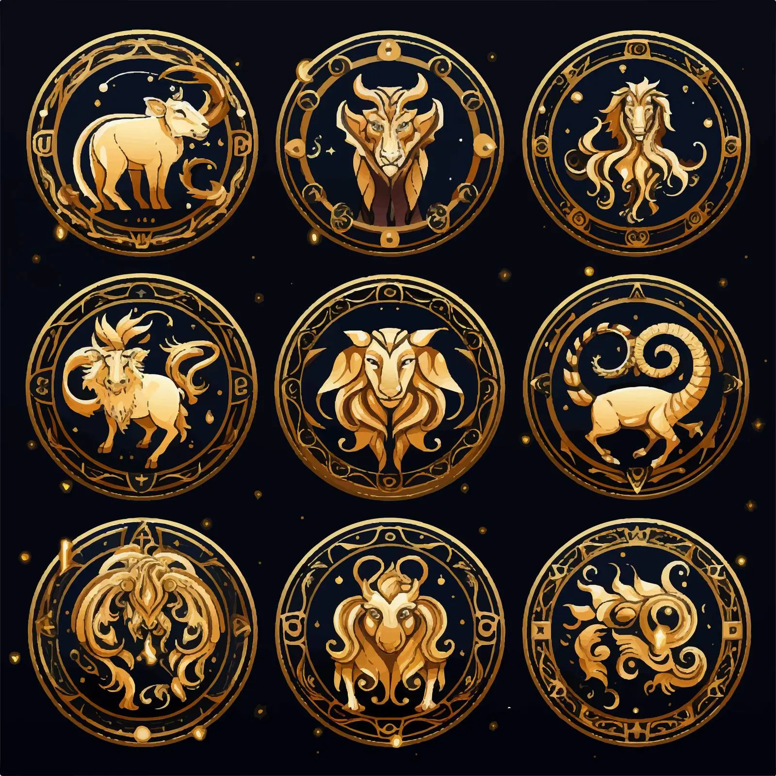 Zodiac Signs Aries to Scorpio Vector Illustration — free download from Dotvec