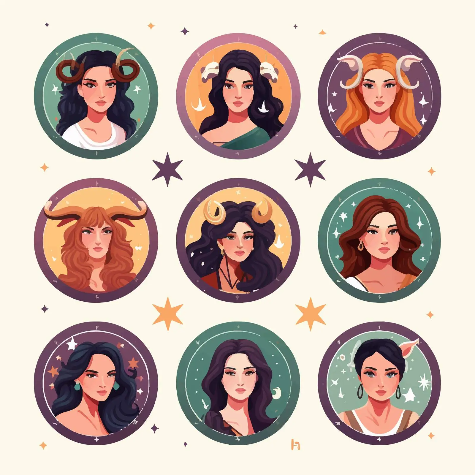 Capricorn Zodiac Sign Astrology Icons Set — free download from Dotvec