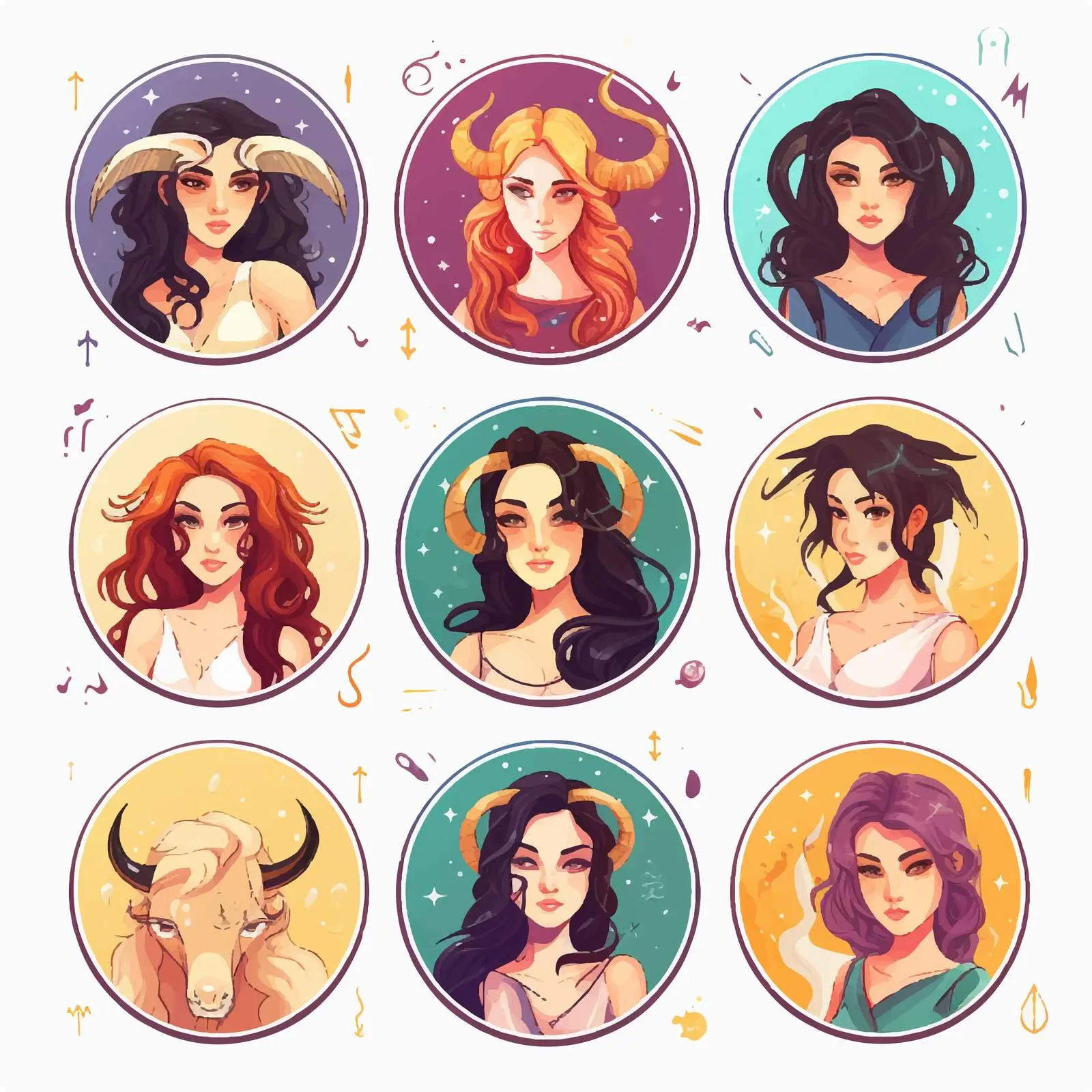 Capricorn Zodiac Sign Astrology Icon Vector Set – free star signs image from Dotvec