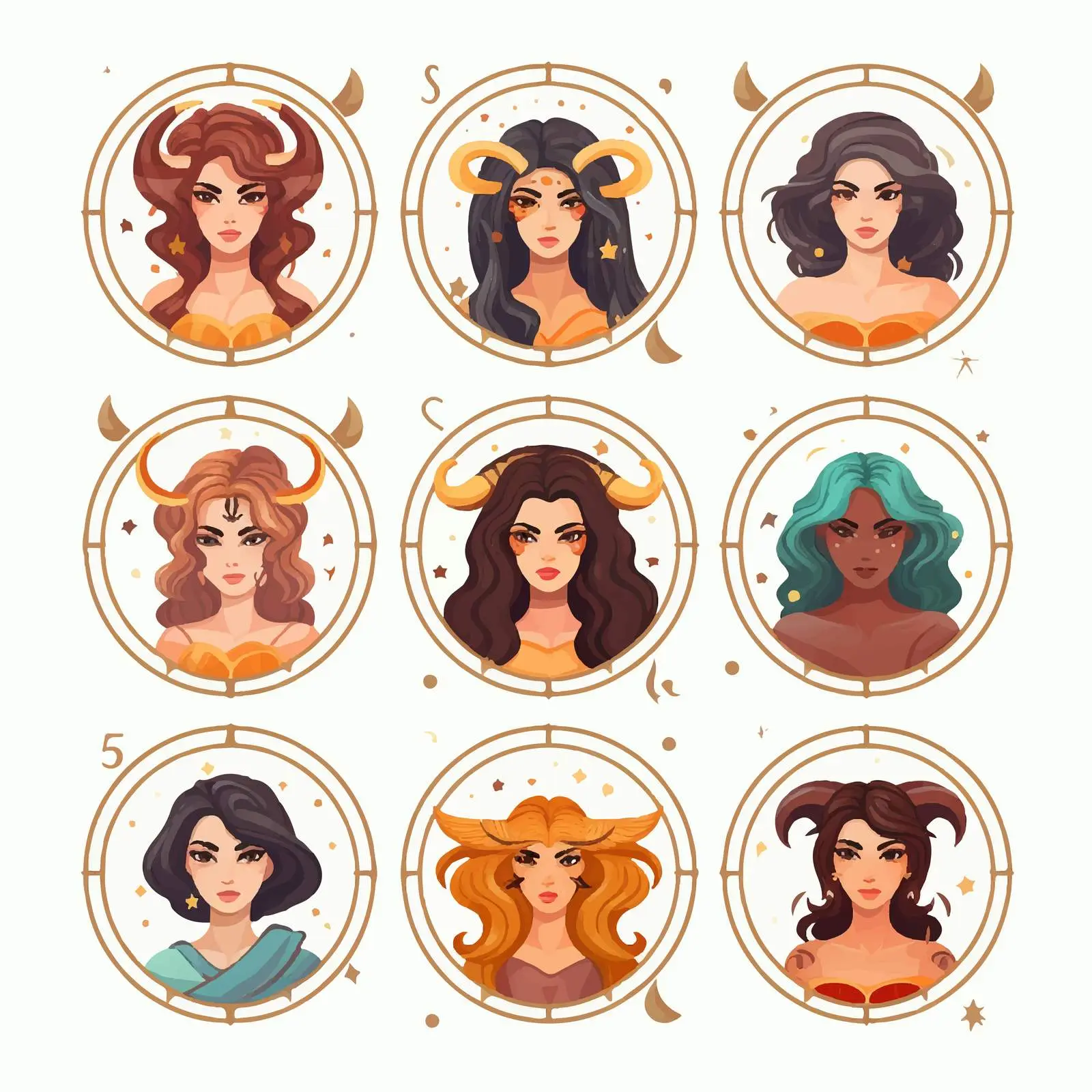 Capricorn Zodiac Sign Horoscope Icon Set – free star signs image from Dotvec