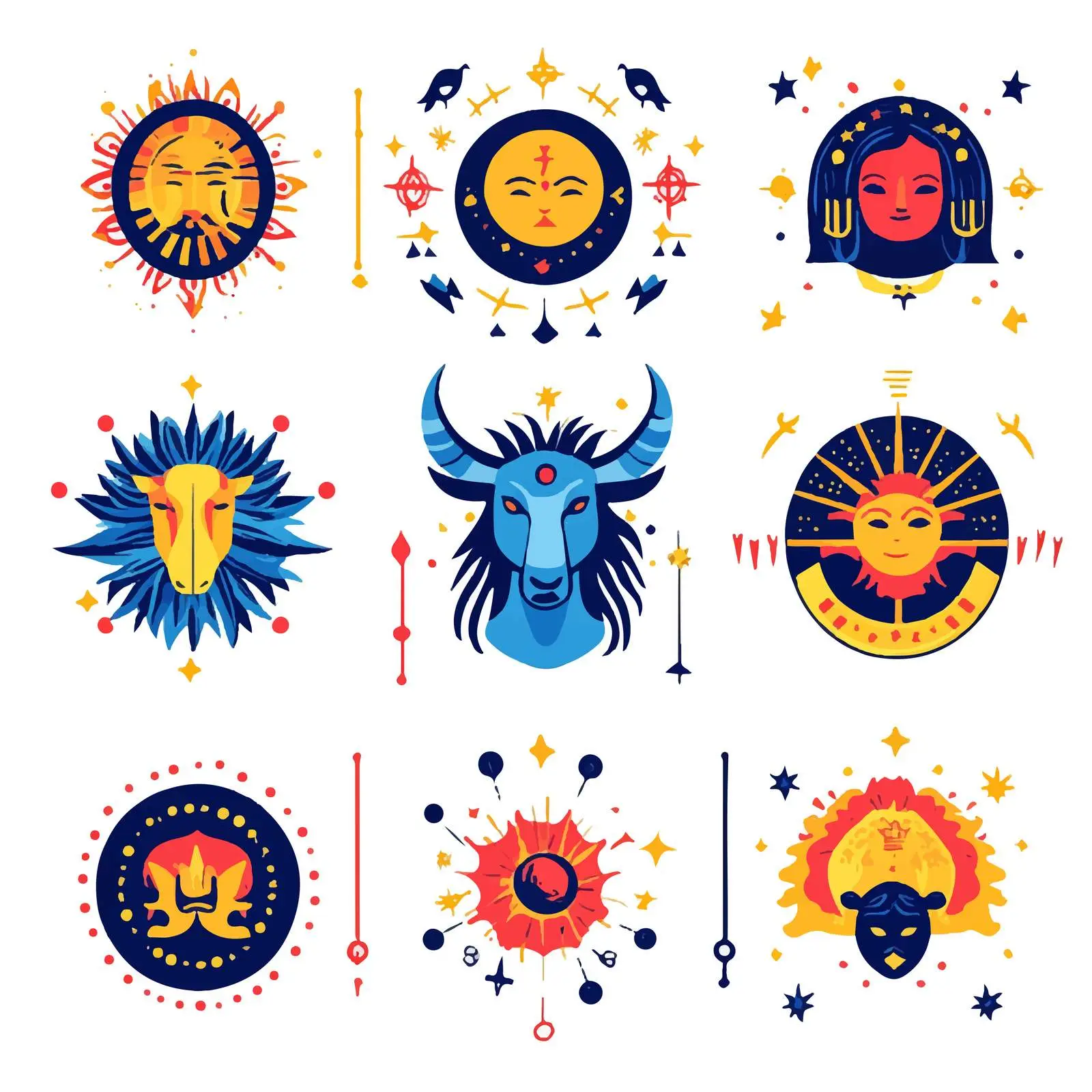 Zodiac Signs Astrology Icons Set — free download from Dotvec