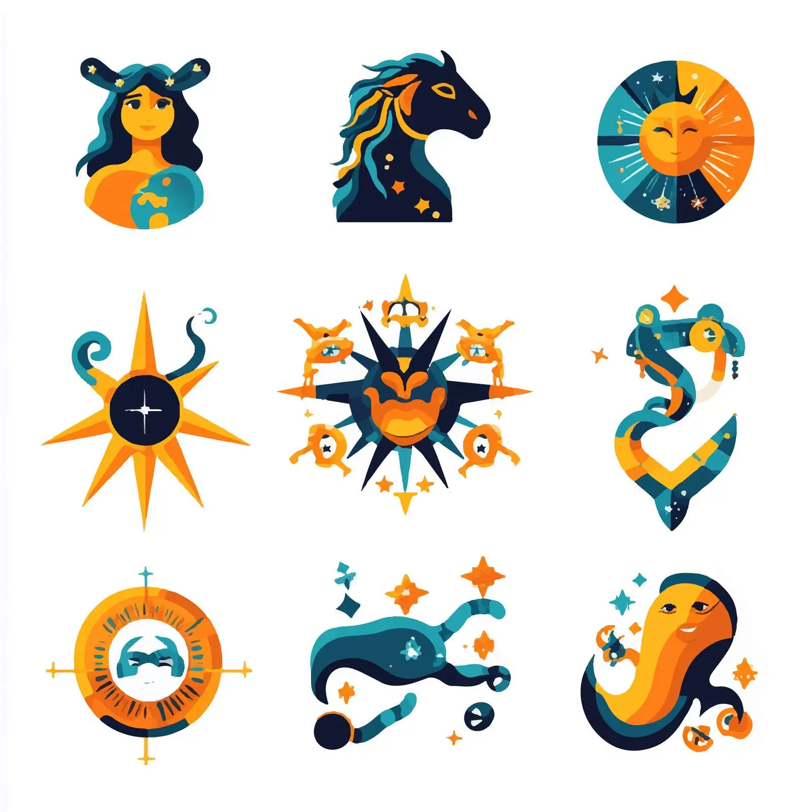 Astrological Zodiac Signs Vector Icons Set – free star signs image from Dotvec