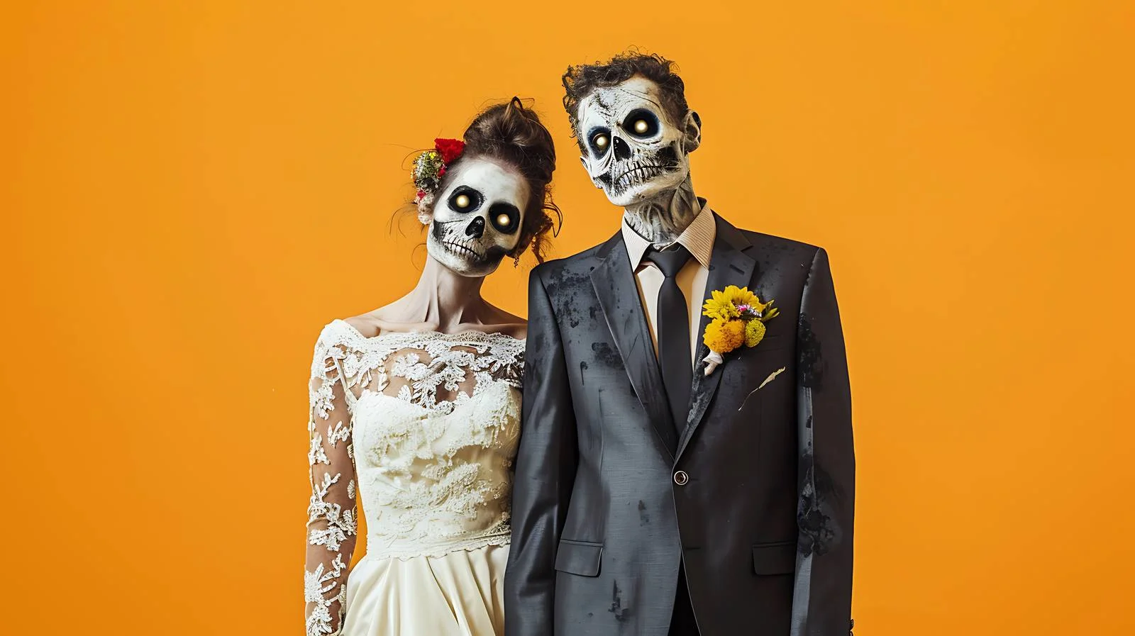 Spooky Zombie Wedding Couple Portrait — free download from Dotvec