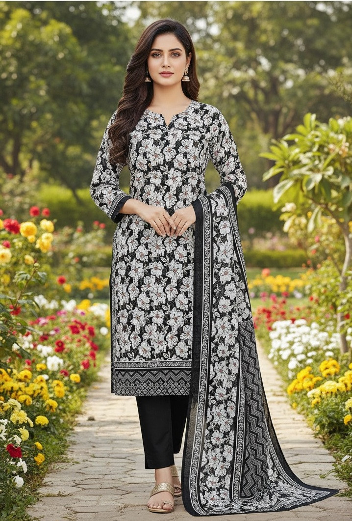 ১০০% সুতি জয়পুরি থ্রি পিচ