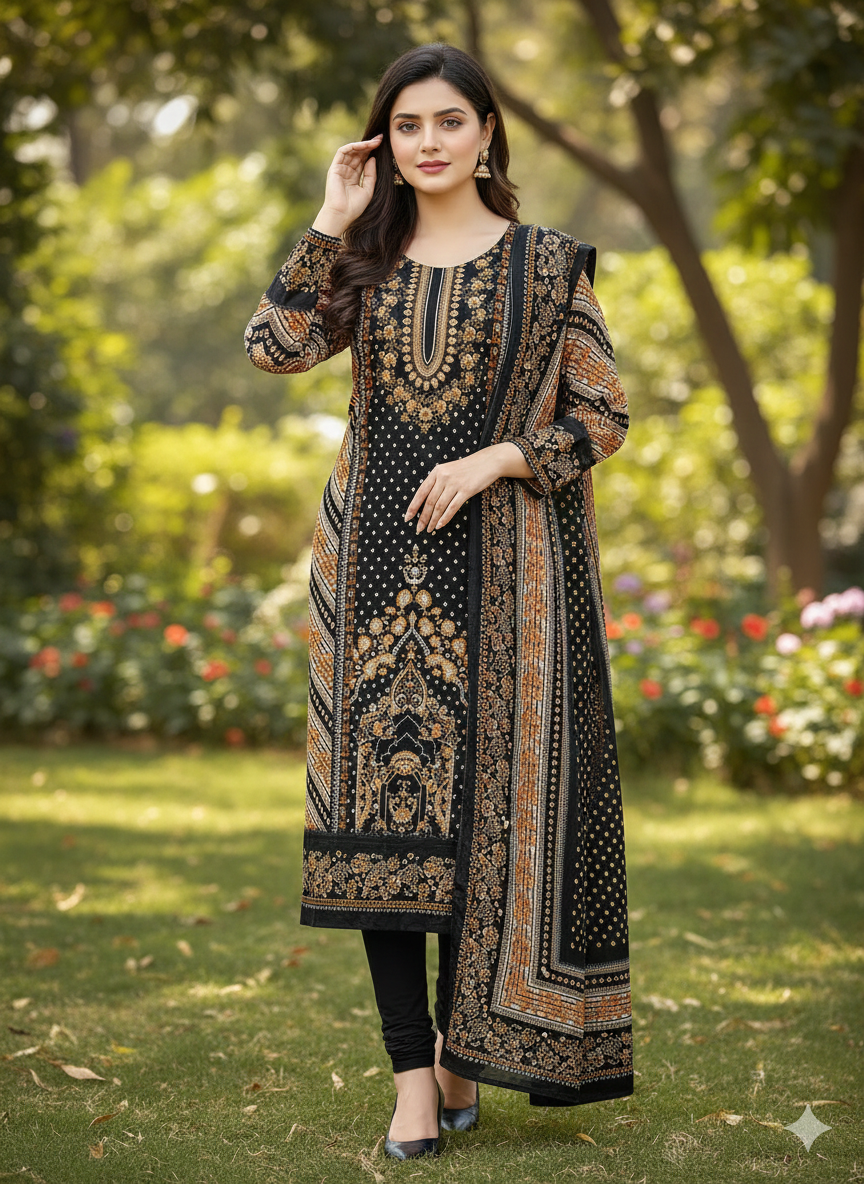 ১০০% সুতি জয়পুরি থ্রি পিচ