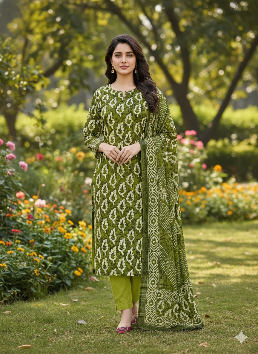 ১০০% সুতি জয়পুরি থ্রি পিচ