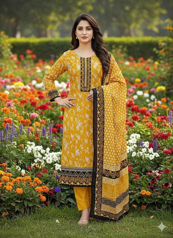 ১০০% সুতি জয়পুরি থ্রি পিচ