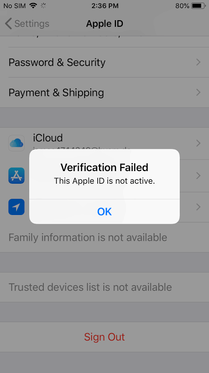 Apple ID not active fix
