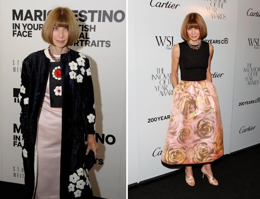 Anna Wintour aparece em dois eventos com looks recém-saídos da passarela
