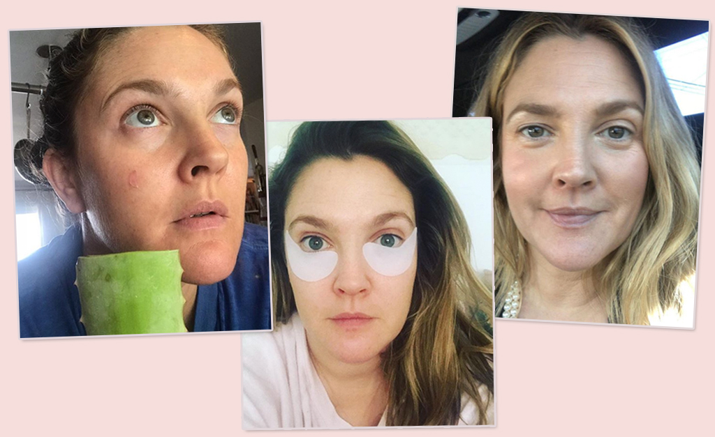 A atriz Drew Barrymore ataca de blogueira de beleza com a hashtag #beautyjunkieweek