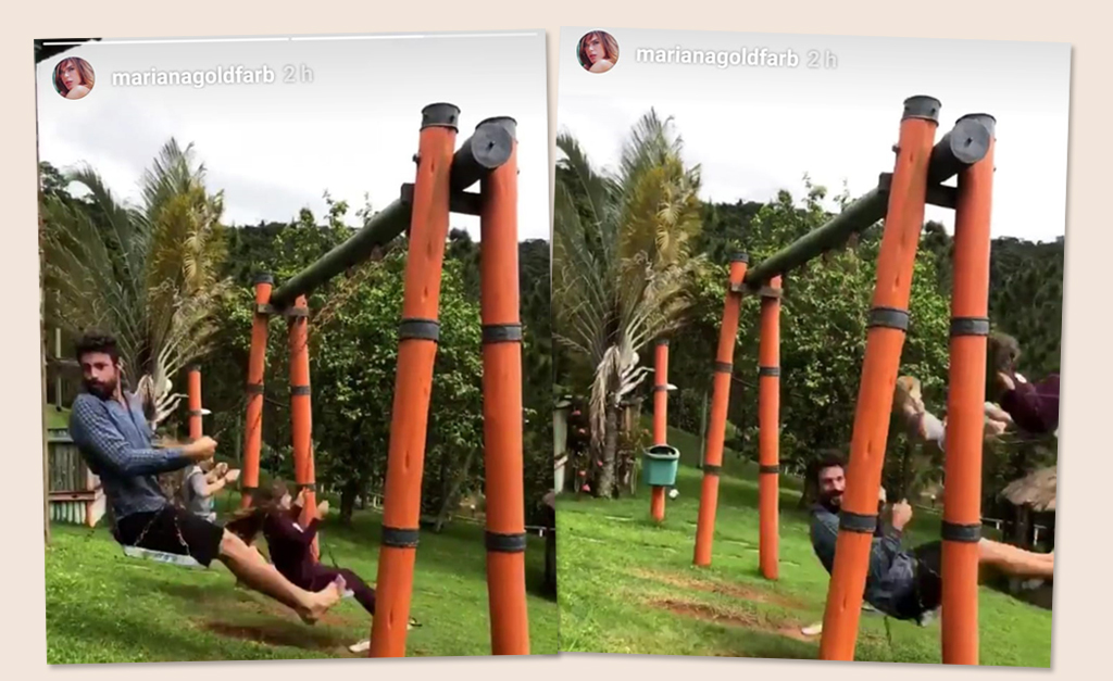 Eles voltaram! Mariana Goldfarb filma Cauã brincando com a filha em feriado romântico