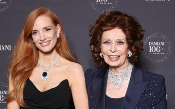 Sophia Lauren e Jessica Chastain em noite de gala em Milano