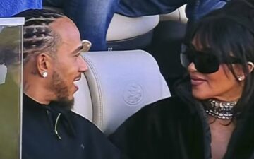 Kim Kardashian e Lewis Hamilton surgem lado a lado na final da NFL