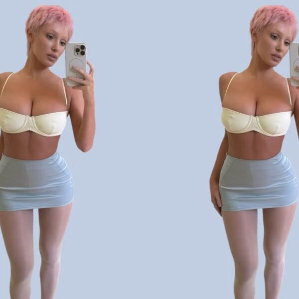 Bianca Censori, esposa de Kanye West, aposta em cabelo rosa e look ousado em saída por Los Angeles